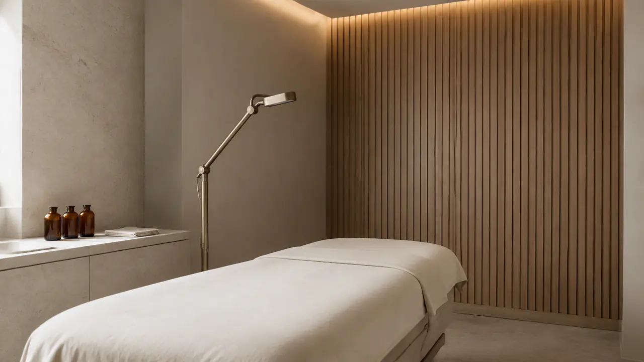 Concepto visual de una sala de tratamiento facial preparada y vacía